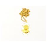 7.7g 10k yg chain with religious pendant;