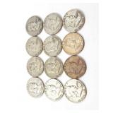 12 - HALF DOLLARS FRANKLIN 1951-1963;