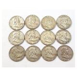 12 - HALF DOLLARS FRANKLIN 1950-1963;
