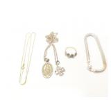 1.9g 14k yg thin chain; 9.6g sterling silver
