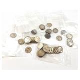12 - DIMES ROOSEVELT 1950-1964; 3 - DIMES MERCURY