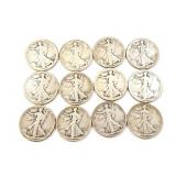 12 - HALF DOLLARS WALKING LIBERTY 1916-1920;