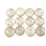 12 - HALF DOLLARS WALKING LIBERTY 1920-1935;