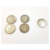 2 - HALF DOLLARS BARBER 1914 & 1915; 2 - HALF