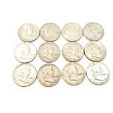 12 - HALF DOLLARS FRANKLIN 1954-1957;
