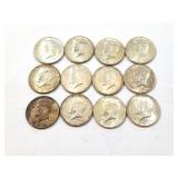12 - HALF DOLLARS KENNEDY 1964;