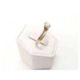 3.5g 14k white gold ring with clear stone;