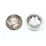 SILV LIBERTY 1886-1986 1OZ; 10 roubles .9636oz
