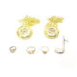 2g 10k yg ring with yellow center stone; 4g .925