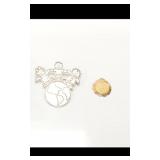 1.1g 21k yg round pendant; 8.9g .925 pin; running