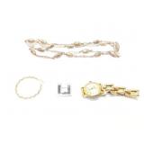 1.1g 14k yg single hoop earring; 20.2g .925