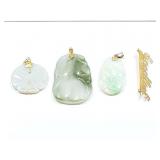 18k yg "good luck" pin 1.7g; 14k yg charm with