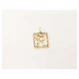 3.1g 14k yg pendant with R  in center;