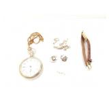23.3g .925 pocket watch chain; 0.6g 14k yg pr