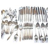 1 - FORK, 1 - KNIFE, 9 - SPOONS; 57pcs silver