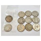 9 - HALF DOLLARS FRANKLIN 1951-1963; HALF DOLLAR
