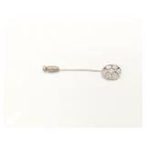 4g 14k yg/wg stick pin with clear stones;
