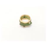 6g 14k yg ring with green stone ring insert and 2