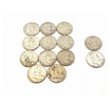 11 - HALF DOLLARS FRANKLIN 1949-1963; 2 - HALF
