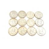 12 - HALF DOLLARS FRANKLIN 1948-1952;