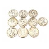 10 - HALF DOLLARS WALKING LIBERTY 1935-1938;