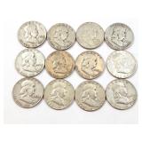 12 - HALF DOLLARS FRANKLIN 1951-1963;