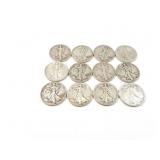 12 - HALF DOLLAR WALKING LIBERTY 1936-1945;