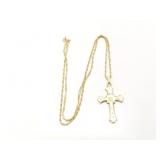 4.9g 14k yg thin chain with 14k yg cross pendant;