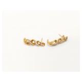 4g 14k yg pr earrings with diamond chips;