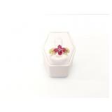 2.8g 10k yg ring with 4 red stones;