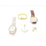 1.4g 14k broken yg bracelet; gold toned rolex