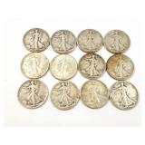 12 - HALF DOLLARS WALKING LIBERTY 1939 - 1947;