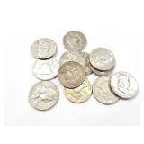 12 - HALF DOLLARS FRANKLIN 1951-1963;