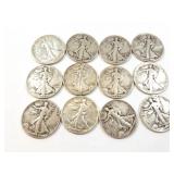 12 - HALF DOLLAR WALKING LIBERTY 1936-1945;