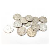 12 - HALF DOLLARS FRANKLIN 1951-1963;