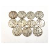 11 - HALF DOLLARS WALKING LIBERTY 1938-1942;