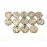 13 - HALF DOLLARS WALKING LIBERTY 1942-1943;