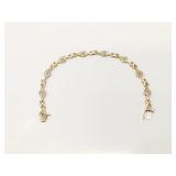 6.2g 14k yg bracelet with several clear chips;