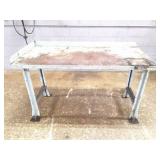 METAL SHOP BENCH- TABLE-APPROXIMATELY 60 INCHES