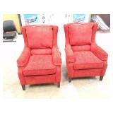 2 HIGHBACK RED UPOLSTERED CHAIRS