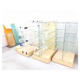 GLASS SHOWCASES ON WOODEN PLATFORMS