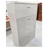 GRAY METAL 4 DRAWER HORIZONTAL FILING CABINET
