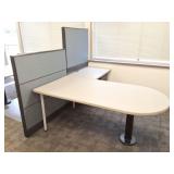 OFFICE DESK AND WALL DIVIDER WITH FILING CABINET