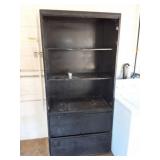METAL SHOP CABINET WITH DRAWERS AND SHELVES-