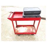 METAL ROLLING SHOP CARR AND 2 PLASTIC CASES