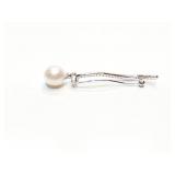 PIN, SEA PEARL/ DIAMOND, 18K WHITE GOLD, .31CT