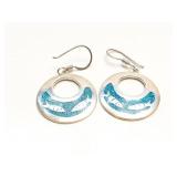 EAR RINGS, STERLING SILVER, LAYERED TURQUOISE??,