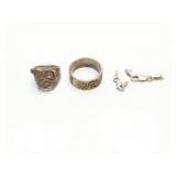 MISC. SILVER LOT 15G RINGS + PARTS
