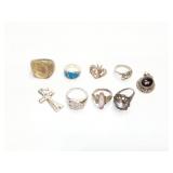 RINGS + PENDANTS, STERLING SILVER, MISC. LOT, 42G