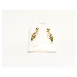 EAR RING 14K GARNETT + PERIDOT 2.4G
